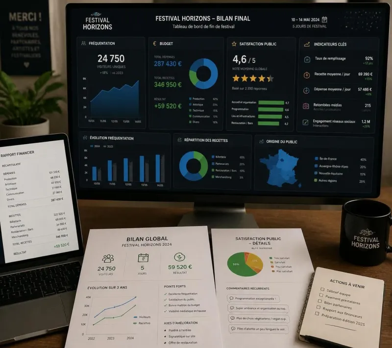 découvrez comment réaliser un modèle simple et efficace pour votre bilan de fin de festival afin d'optimiser l'analyse et améliorer les éditions futures.