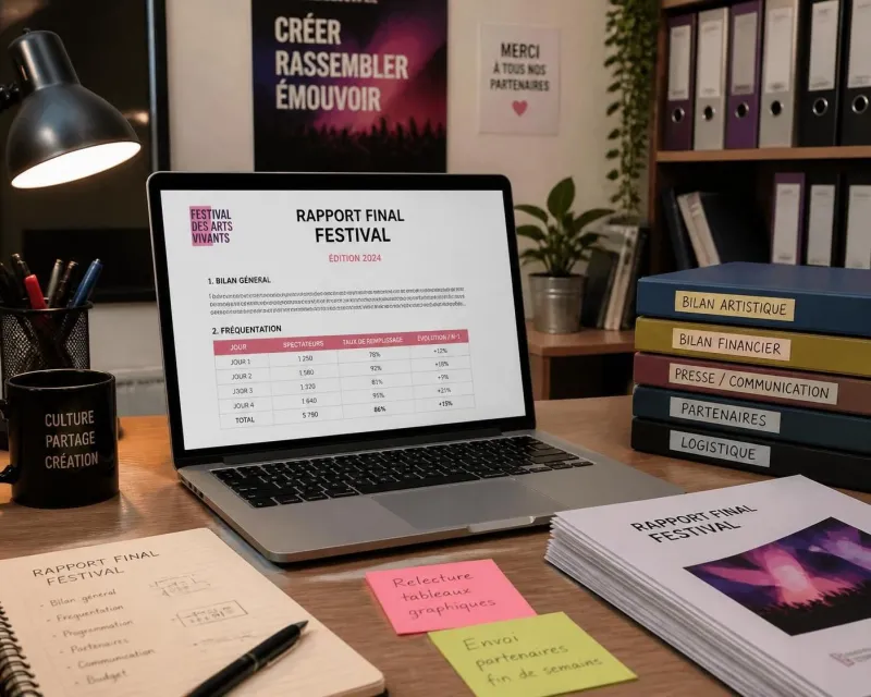 découvrez comment réaliser un modèle simple et efficace pour votre bilan de fin de festival afin d'analyser rapidement les résultats et améliorer vos prochains événements.