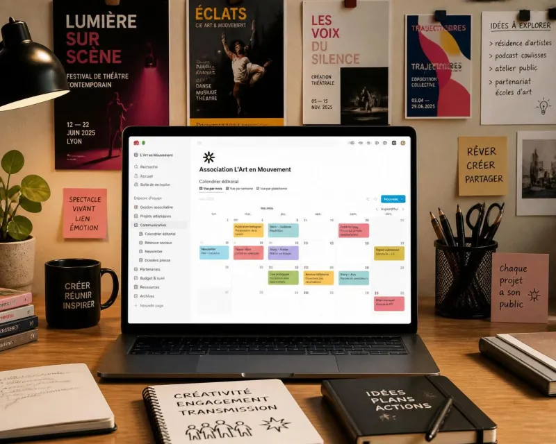 découvrez notre calendrier éditorial 2026 spécialement conçu pour les associations artistiques, avec un modèle notion gratuit et prêt à l’emploi pour organiser efficacement vos contenus.