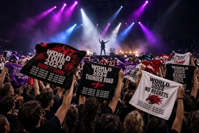 Personnaliser des serviettes pour un concert : le merch que le public agite au lieu de le ranger