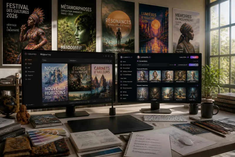 Outils ia visuels 2026 : choisir entre midjourney et leonardo pour créer affiches, teasers et décors culturels