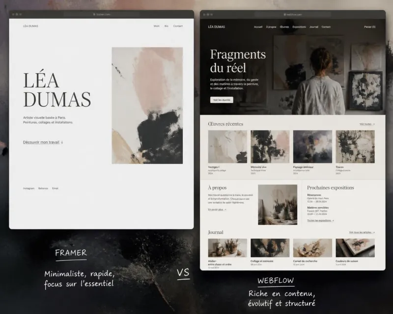découvrez comment transformer un template canva basique en un site professionnel avec framer ou webflow pour valoriser votre personal branding artistique.