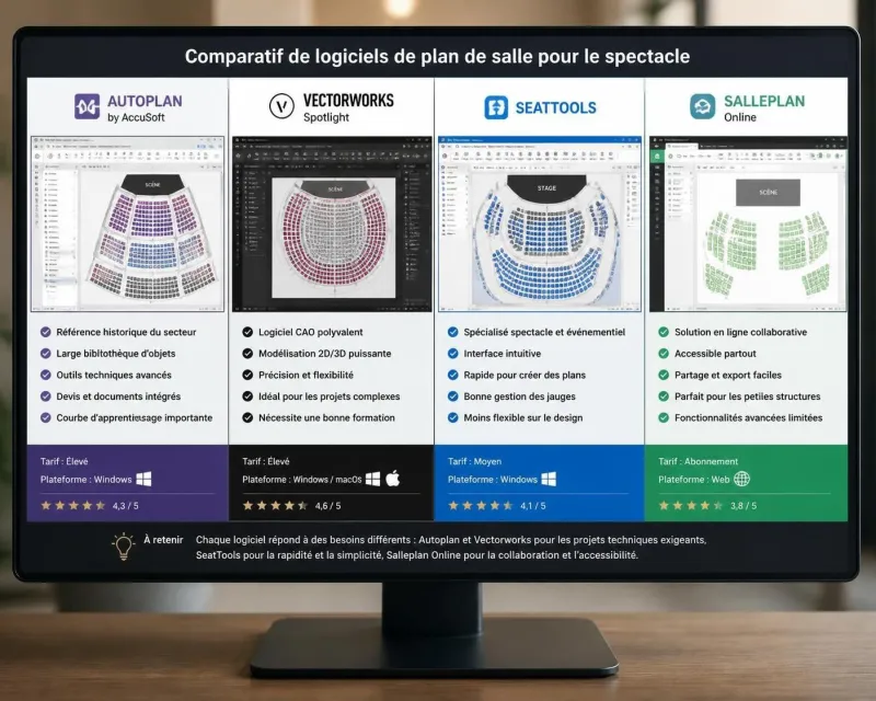 découvrez les meilleurs logiciels pour créer facilement un plan de salle de spectacle, adaptés à vos besoins professionnels ou personnels.