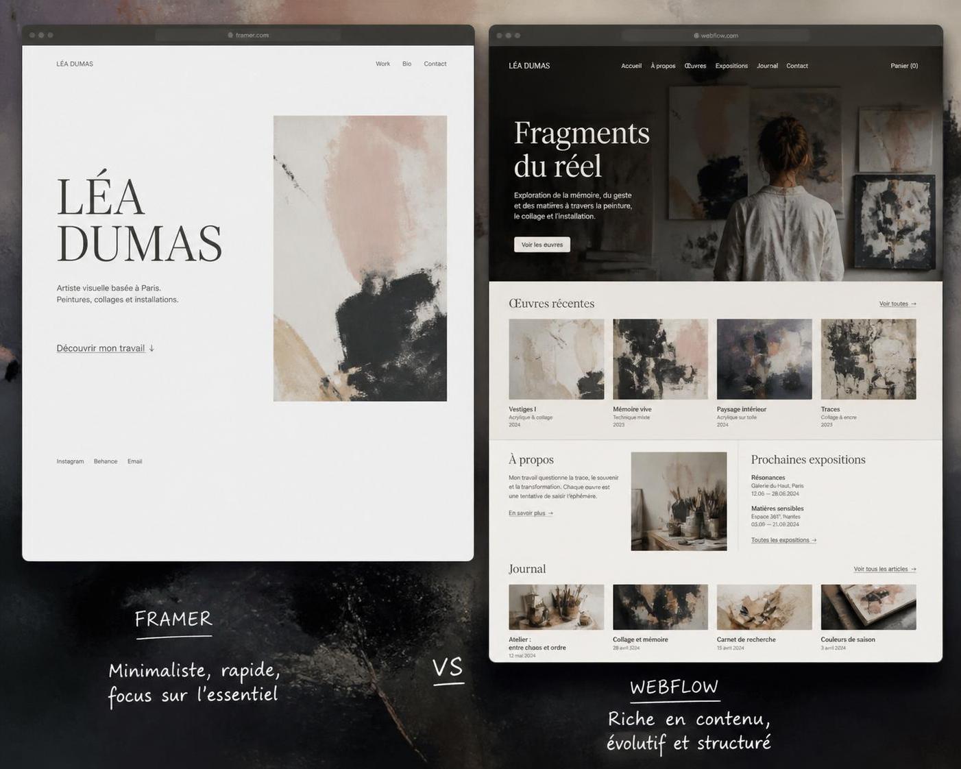 découvrez comment transformer un template canva basique en un site professionnel avec framer ou webflow pour valoriser votre personal branding artistique.