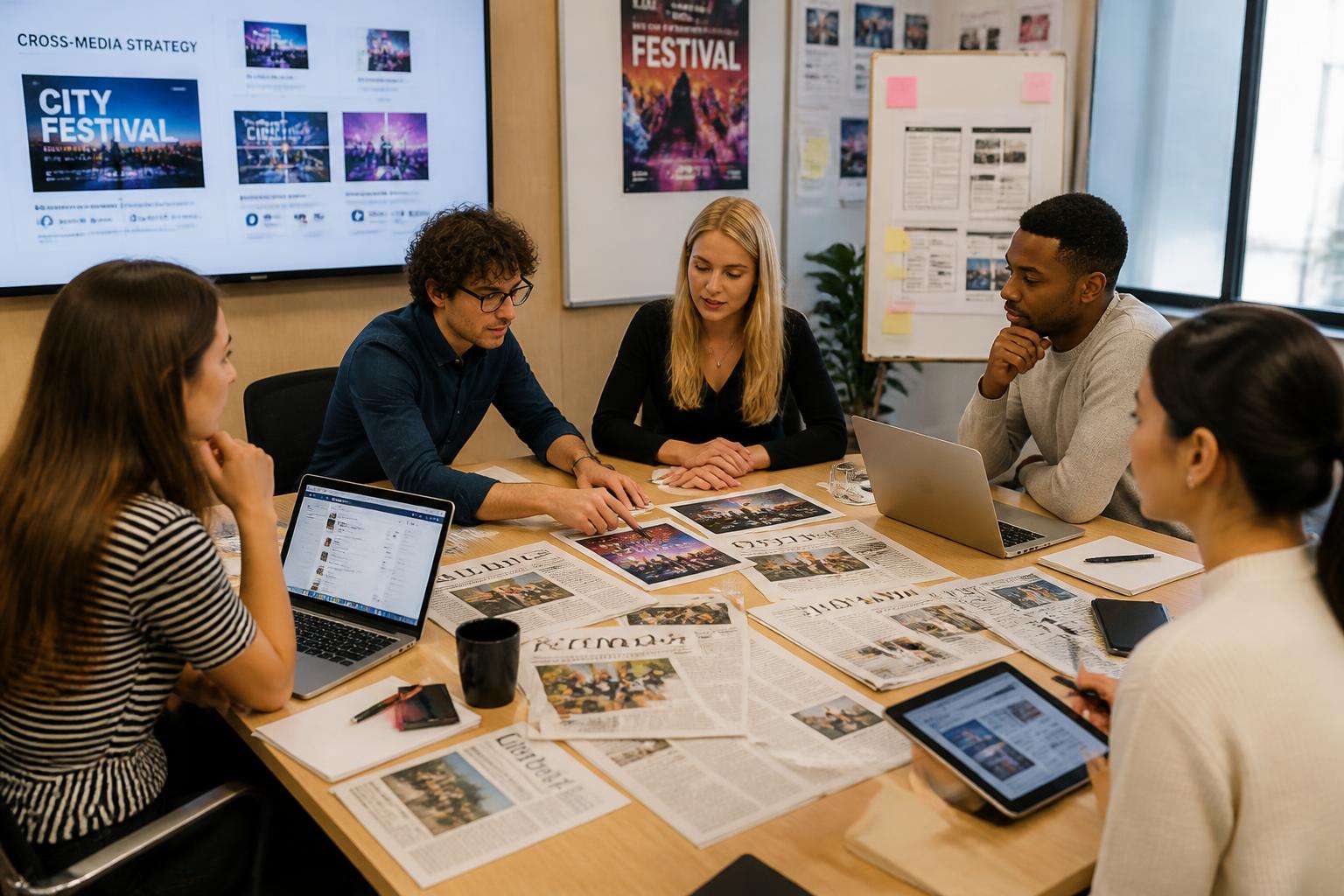 découvrez comment élaborer une stratégie cross-médias efficace en synchronisant presse, réseaux sociaux et site web pour maximiser l'impact de votre événement.
